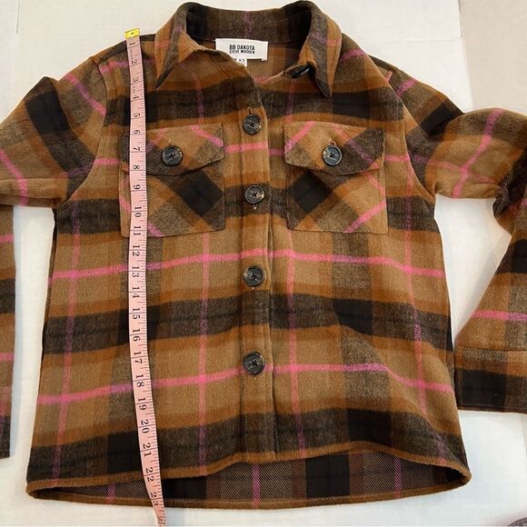 BB Dakota by Steve Madden Boxy Shacket in Cashew Plaid | Size XS - Picture 9 of 9
